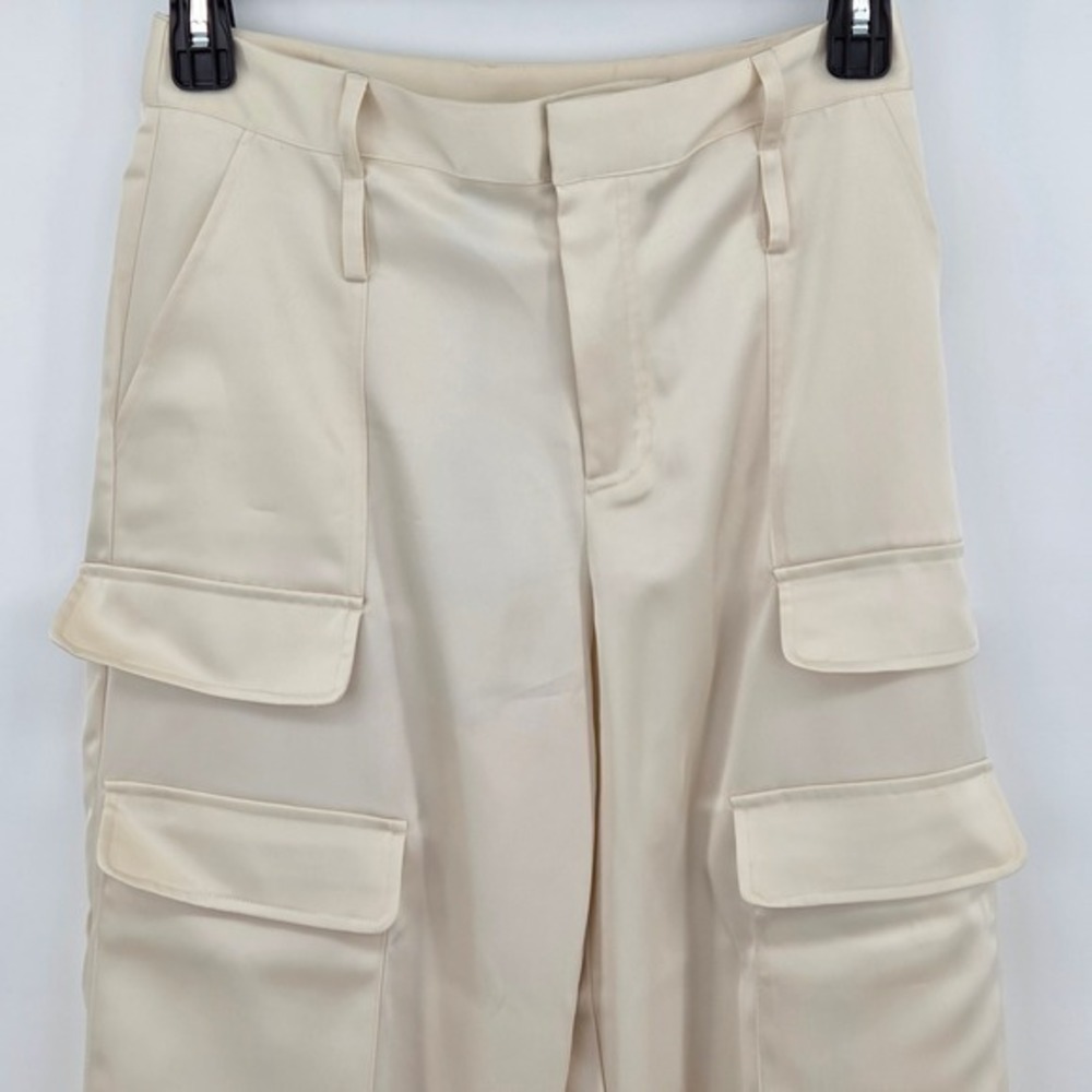 Noli Womens 6 Milan Cream Full Length Cargo Satin Pants Relaxed NY81510-CRM NWT - Picture 5 of 13